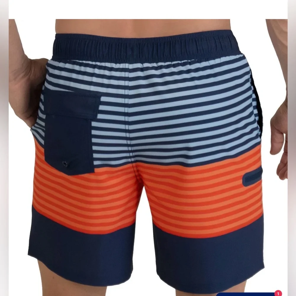 ***Roots Men's Swim Shorts - Blue and Orange Stripes - Picture 3 of 10